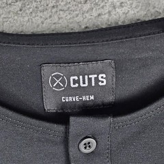 Cuts T Shirt Mens XXL Athletic Fit Elongated Long Sleeve Curved Hem Henley