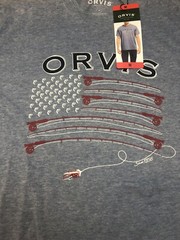 Orvis Heather Blue Graphic Tee Shirt Canon American Flag USA PATRIOTIC MEDIUM