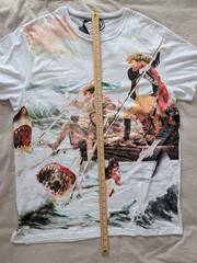 AKOO Men’s 4XL White Graphic T-Shirt NWT Shark Boat Print Short Sleeve Tee
