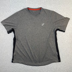 Asics Running Shirt Mens Large L Grey Heather Performance Crew Neck Mesh Panels