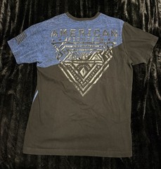 American Fighter Y2K Grunge Blue/Black Graphic T Shirt Buckle Mens Size XL