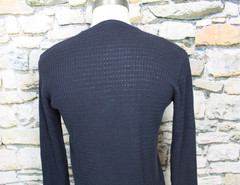 MANI Vintage Mens Black Crew Neck Tee Fine Cable Knit Cotton Rayon Blend Large