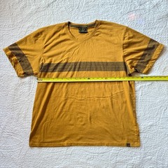 Casa Moda Couture Mustard Yellow Greek Geometric Stripe Pattern T-Shirt Mens 2XL