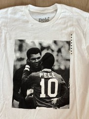 New Licensed Pele Soccer with Muhammad Ali T-Shirt Adult Medium White Unworn