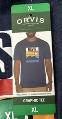 Orvis Classic Fit 1856 Fishing Graphic Mountain T Shirt Blue Mens Size XL..