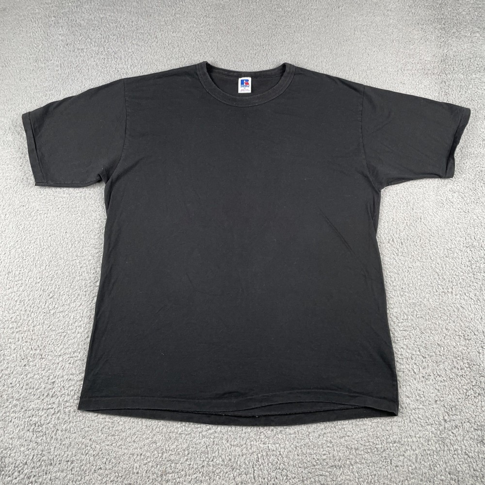 Vtg Russell Athletic Cotton Single Stitch XL Black T Shirt Made In USA 90s EUC