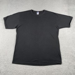 Vtg Russell Athletic Cotton Single Stitch XL Black T Shirt Made In USA 90s EUC