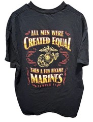 Marines Men’s T-Shirt XL Black Semper Fi Bayside True American Made USMC Logo