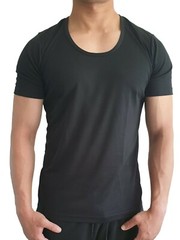 MENS SCOOP NECK T SHIRT QUICK DRY POLYESTER SLIM FIT S – XXL EURO CASUAL MUSCLE