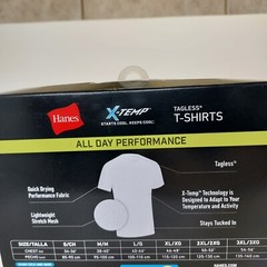 Hanes X-temp Mens 3-Pack T-Shirts Crew Neck White Performance Mesh M