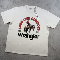 Wrangler Diamond Cross T-Shirt Mens Medium White Giddy Up Horse Cowboy Tee