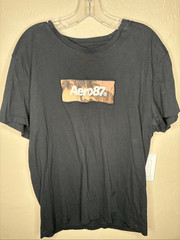Aeropostale Aero87 Graphic T-Shirt Black Palm Sunset Logo 100% Cotton Tee Men’s