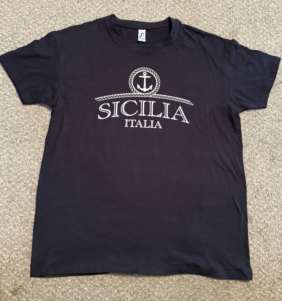 Sicilia Italia Men’s Large Black T-Shirt Sol’s-Regent