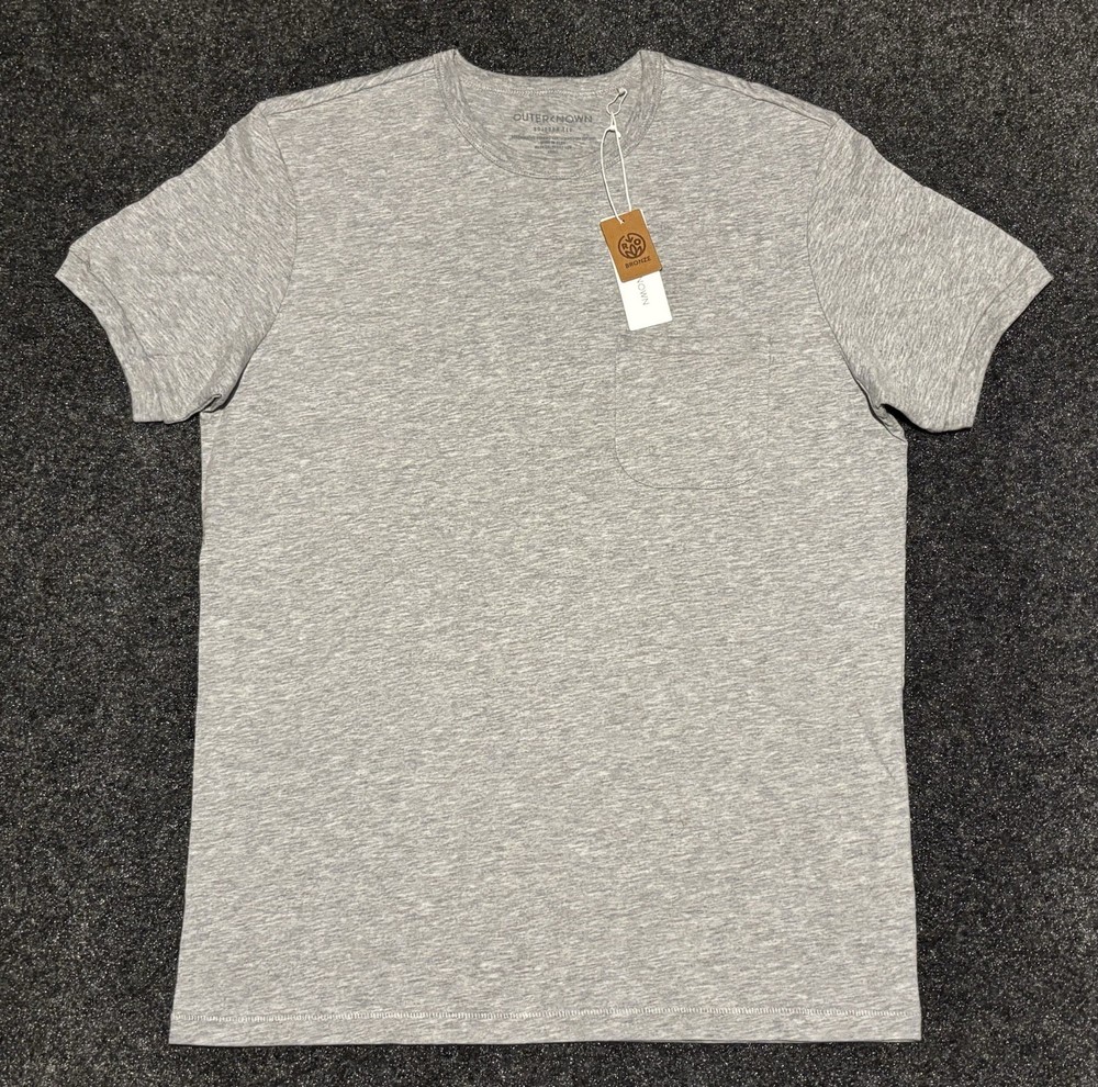 Outerknown Sojourn Pocket Tee Mens Small Grey Organic Pima Cotton T-Shirt NWT