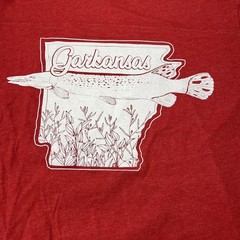 LAT Apparel Garkansas Graphic T-Shirt Mens Medium Red Excellent Fishing Arkansas