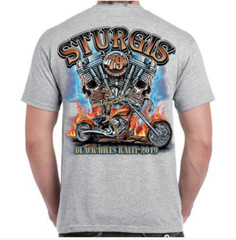 2019 Sturgis Black Hills Rally Skull Engine Rider Men’s Short Sleeves T-Shirt