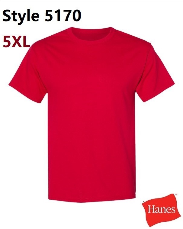 Hanes 5170 5XL EcoSmart Crewneck Short Sleeve Tee Pit to Pit 31″ Deep Red