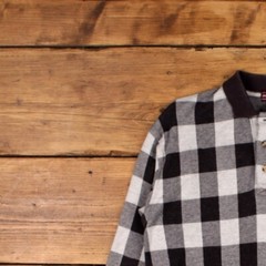 Vintage All Over Print T Shirt Medium John Ashford Long Sleeve Checked Black