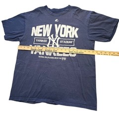Majestic New York Yankees Stadium Baseball T Shirt Mens Large L Navy Blue
