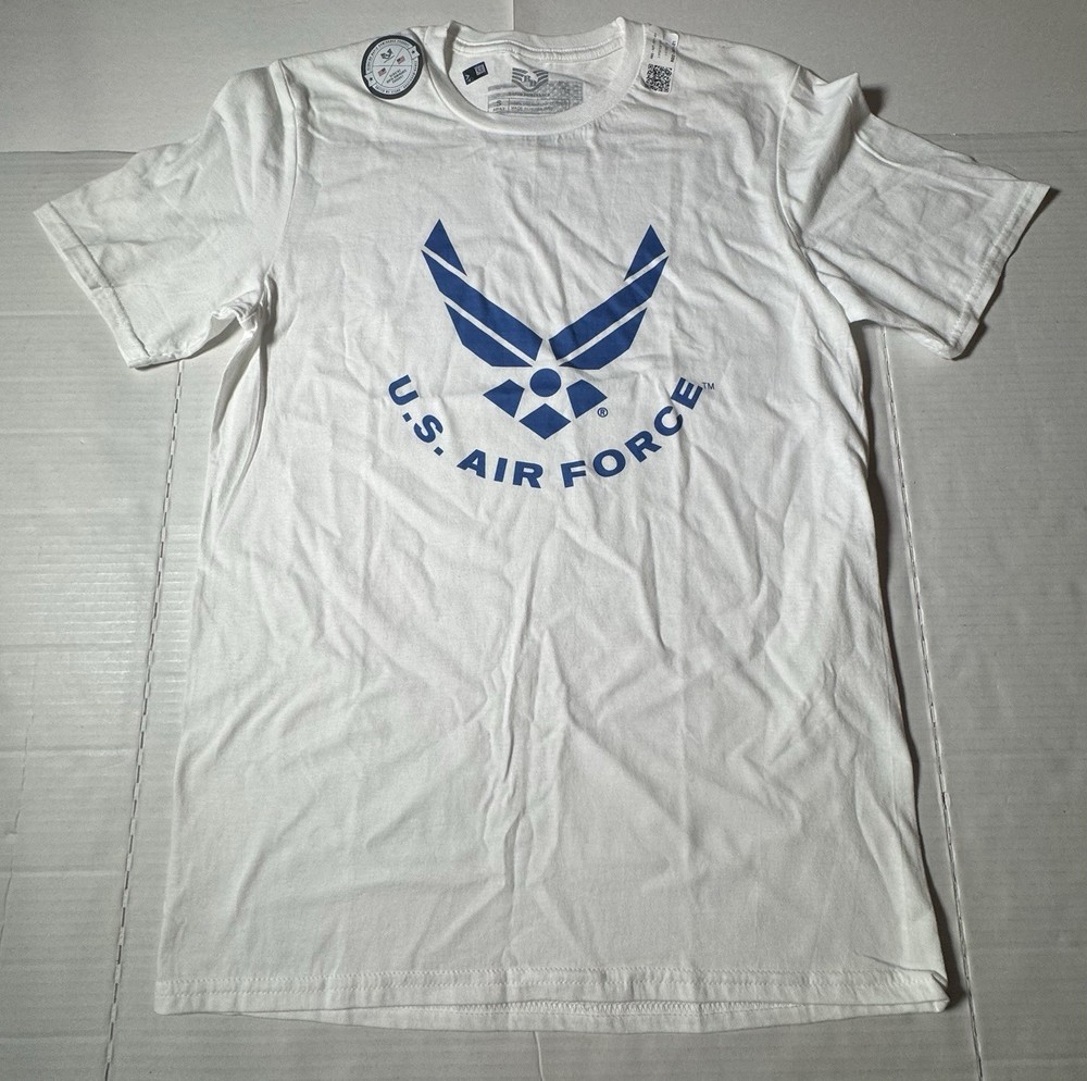 NWT Defect Last Photo U.S. Air Force Rapid Dominance T Shirt White Blue Men Sz S