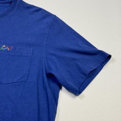 Greg Norman Shirt Mens Medium Blue Pocket Shark Logo Cotton Tee Golf Crewneck