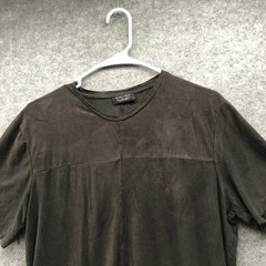 Zara Man Faux Suede T-Shirt Mens Large Brown Short Sleeve Crewneck Soft Stretch