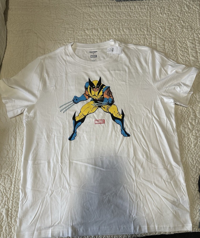 Old Navy x Marvel Wolverine White Graphic Print Logo Men’s Crew Neck T-Shirt L