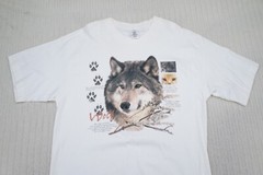 Vintage Wolf Graphic Shirt Mens Large White Wildside Single Stitch 90’s Nature