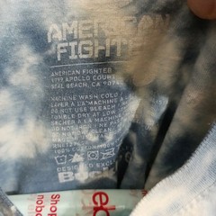 American Fighter Tie Dye Shirt Large Blue White Front Back Hits WN137