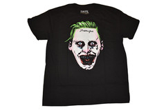 Suicide Squad Mens DC Comics Joker Damaged Tattoo On Forehead Shirt NWT S, L, XL