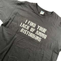 Funny Port & Company Tee Men 2XL Black I Find Your Lack Ammo Disturbing Militia