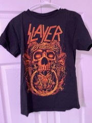 Slayer Black Skull Graphic Logo Crew Neck Short Sleeve Cotton Tee unisex S Teen