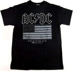 AC/DC Back In Black T-shirt ACDC Flag 1980 US Tour Tee Adult Men’s New