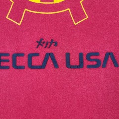 Vintage Mecca Denim Graphic Skate Art Red Tee Shirt XXL Puff Print