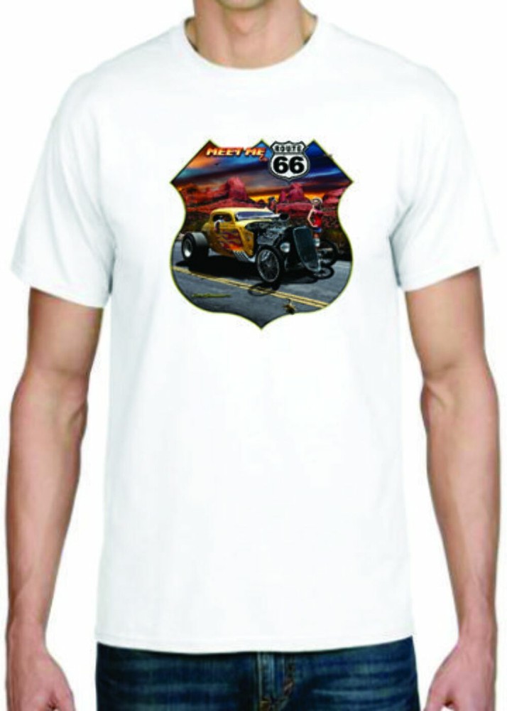 Adult DryBlend® T-Shirt – ( MEET ME ON ROUTE 66- HOT ROD / PIN-UPS / HOTTIES)