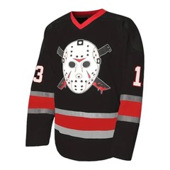 Friday The 13th Jason Voorhees Mask Hockey Jersey Movie Horror Black Large