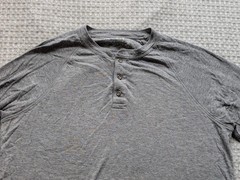 Faherty Cloud Cotton Shirt Mens Large Gray Raglan Long Sleeve Henley Tagless