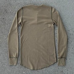 Vintage Y2K American Apparel Dexter Morgan Henley Thermal Green Medium USA Made