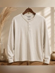 Goodfellow & Co Long-Sleeve Henley Shirt — Cream men’s size large 100% cotton