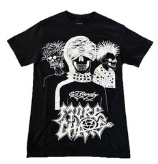 Ken Carson x Ed Hardy T Shirt S Black More Chaos & Friends Slim Fit NEW *spots