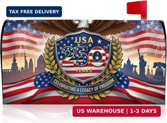 USA 250th Years Anniversary Magnetic Mailbox Cover, Patriotic American Flag Bald