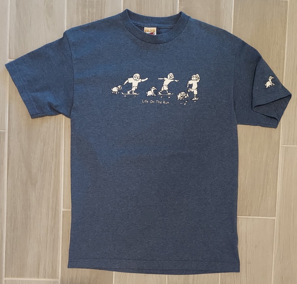 VTG To The Edge Prime Cut Tees Life On The Run. T-Shirt Medium Navy Anime Dogs
