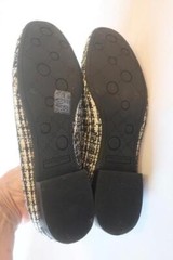 Womens Karl Lagerfeld Black, White, Gold Tweed Fabric Loafers Sz 7.5 US/38 EUR *