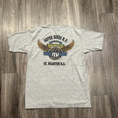 Vtg Harley Davidson Great American Freedom Machine St. Maarten N.A (L) Gray