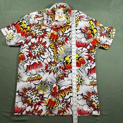 Oh Snap Drill Clothing Comic Pop Art Shirt Mens M Stretch Button Up Bang Pow