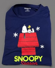 Peanuts T-shirt Men’s XL/XG Snoopy & Woodstock Navy Blue Long Sleeves (46-48)