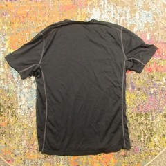 QOR Black Merino Wool Nylon Blend Crew-Neck T-Shirt Men’s M Short Sleeve Holes*