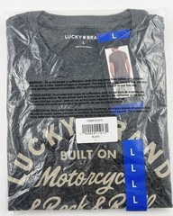 Lucky Brand New Mens T Shirt Large L Charcoal Gray/Black GraphicTee NWT