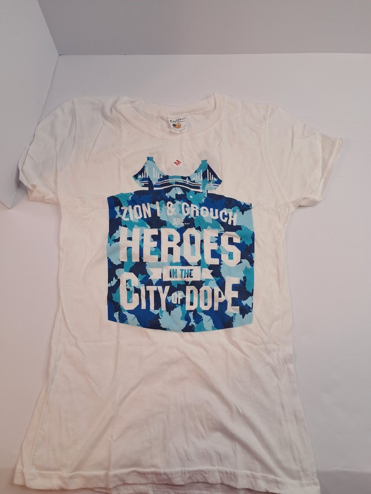 Bay Island Sportswear unisex M White T-Shirt Zion I & Grouch Heroes In The City