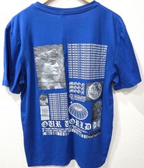 Romwe Mens Royal Blue Graphic Print Oversized T-Shirt Size S